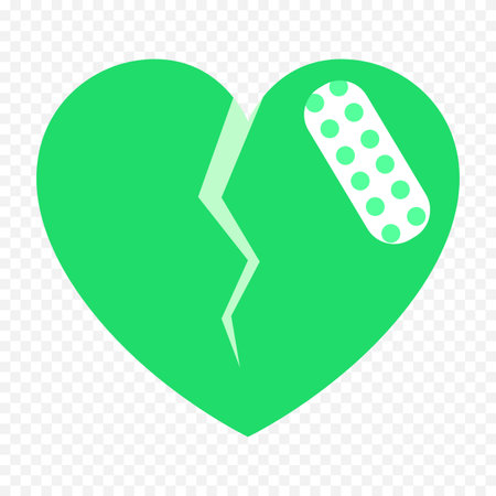Broken heart with pills icon isolated on transparent background. Vector illustrationのイラスト素材