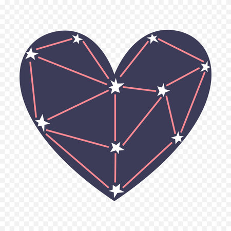Heart with stars icon in flat style. Love symbol vector illustration on transparent background.のイラスト素材