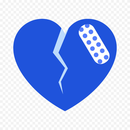 Broken heart with pill icon. Flat design style eps 10のイラスト素材