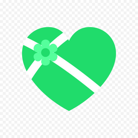Green heart with bow icon isolated on transparent background. Vector illustration.のイラスト素材