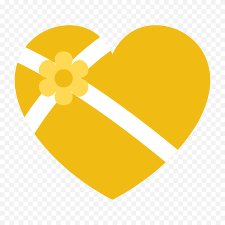 Yellow heart with a bow on a transparent background. Vector illustration.のイラスト素材