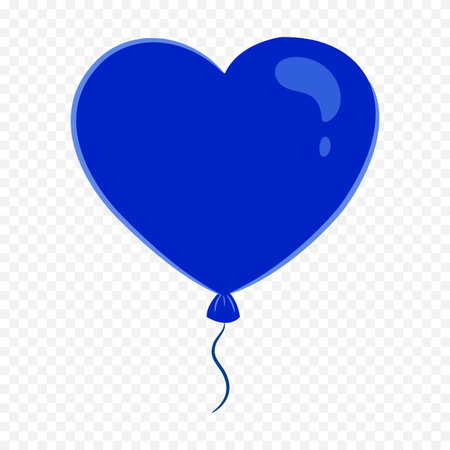 Blue heart-shaped balloon on a transparent background. Vector illustration.のイラスト素材
