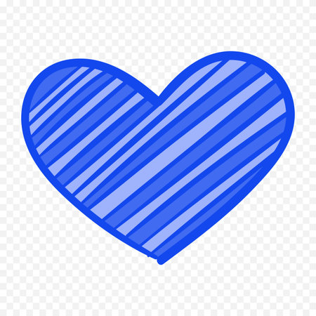 Blue heart icon isolated on transparent background. Flat design. Vector illustrationのイラスト素材