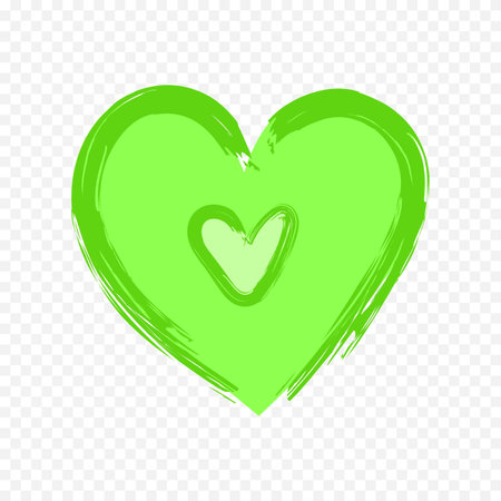 Green heart on a transparent background. Valentine's Day. Vector illustrationのイラスト素材