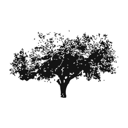 Tree silhouette isolated on white background. Vector illustration for your design.のイラスト素材