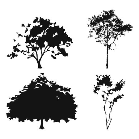 Tree silhouettes on white background. Vector illustration. EPS 10.のイラスト素材