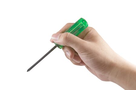The screwdriver is a green color の写真素材