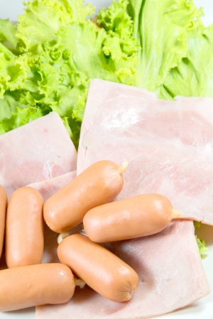 The sausage,ham and lettuce freshの写真素材
