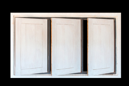 Opened wood Windowsの写真素材