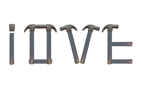 LOVE by Old Hammers on White Backgroundの写真素材