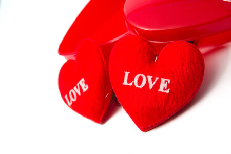 Red Hearts written the word love の写真素材
