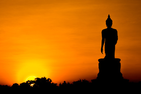 silhouette of Buddha statueの写真素材