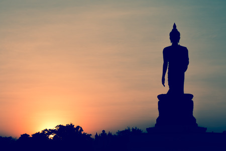 silhouette of Buddha statueの写真素材