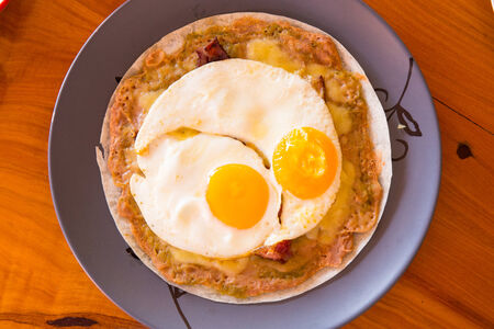 close up fried eggの写真素材