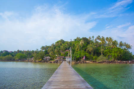 jetty to a tropical beachの写真素材