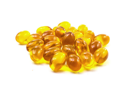 Supplementary food - Omega-3 capsules on white backgroundの写真素材