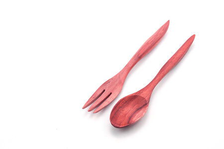 Wooden spoon on white backgroundの写真素材