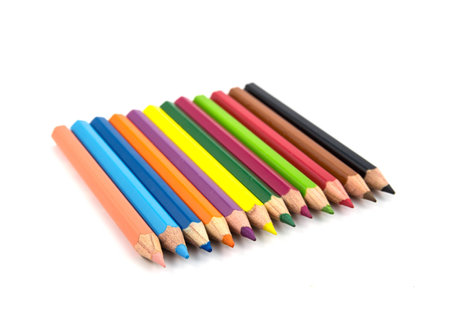 colorful pencils on white backgroundの写真素材
