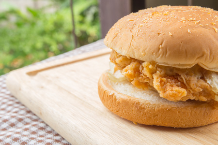 hamburger on tableの写真素材