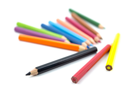 colorful pencils on white backgroundの写真素材