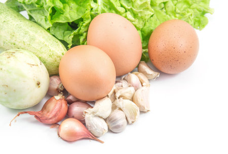 Healthy Food with Eggs, Vegetables Healthy Diet full of Antioxidants and Vitamins foodの写真素材