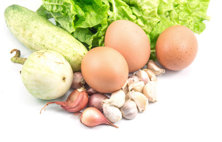 Healthy Food with Eggs, Vegetables Healthy Diet full of Antioxidants and Vitamins foodの写真素材