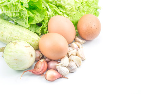 Healthy Food with Eggs, Vegetables Healthy Diet full of Antioxidants and Vitamins foodの写真素材