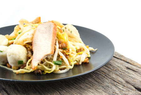 wheat noodles on white backgroundの写真素材