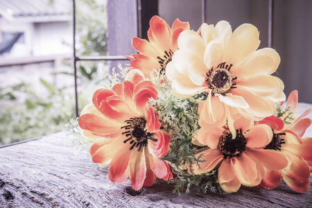 Bright and beautiful of plastic flowers の写真素材