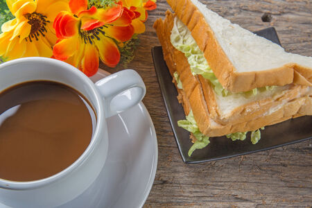 sandwich with ham and coffeeの写真素材