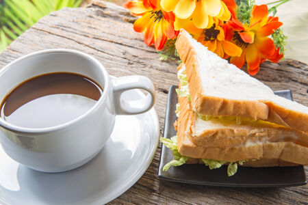 sandwich with ham and coffeeの写真素材