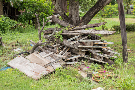 Waste wood pileの写真素材