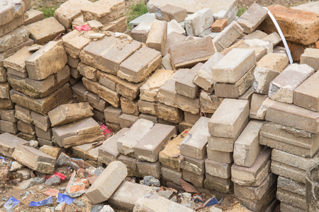 Brick stack on the ground for building.の写真素材