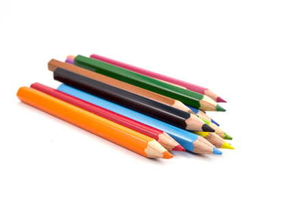 colorful pencils on white backgroundの写真素材