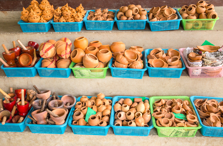 Thai traditional clay pottery in ko Kret island, thailandの写真素材