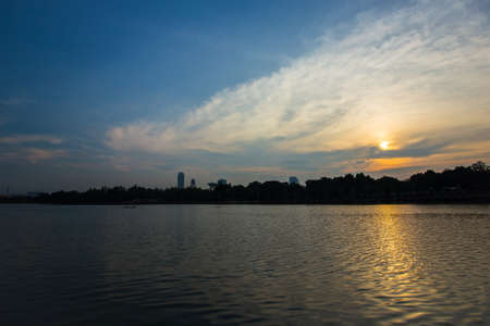 red sunset over river