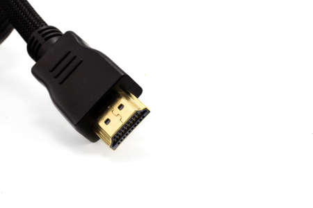 Close up HDMI cable isolated on a white backgroundの写真素材