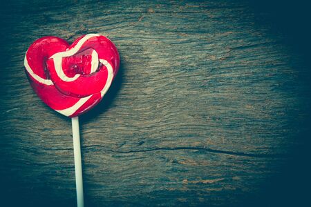 red heart-lollipop, concept love, valentineの写真素材