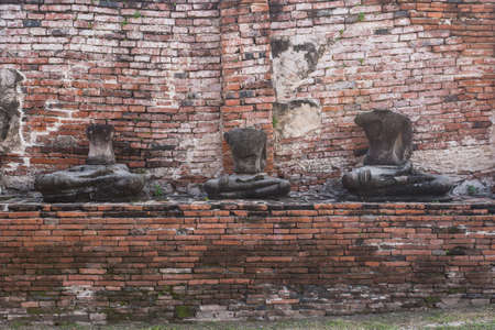 Ruins of old Buddha in Ayutthaya, Thailandの写真素材
