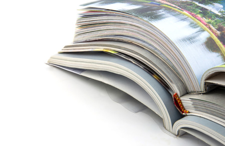 Magazines on white backgroundの写真素材