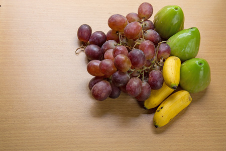 bananas, grapes of fresh fruitの写真素材