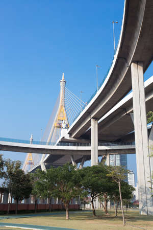 Bhumibol Bridge, Bangkok, Thailandの写真素材