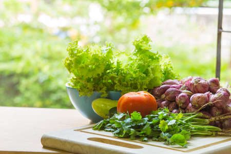 organic food background Vegetables on tableの写真素材