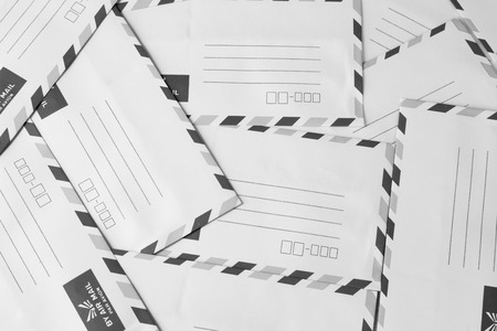 Pile of air mail envelopeの写真素材