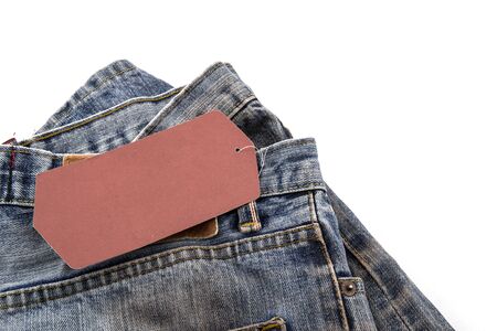 Jeans with blank paper price tagの写真素材