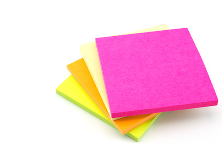 colored paper notes on white backgroundの写真素材