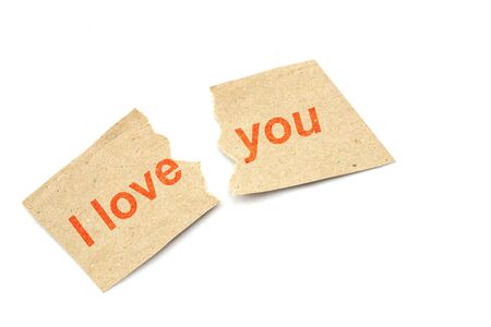 text  i love you on torn note pageの写真素材