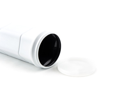 Cylindrical shape plastic container on white background