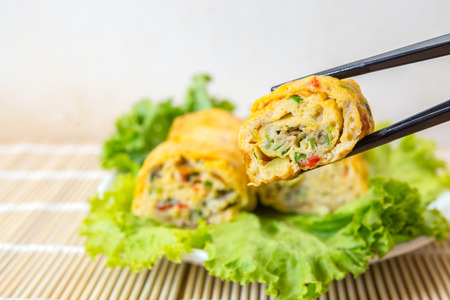 homemade egg rolls, vegetarian foodの写真素材
