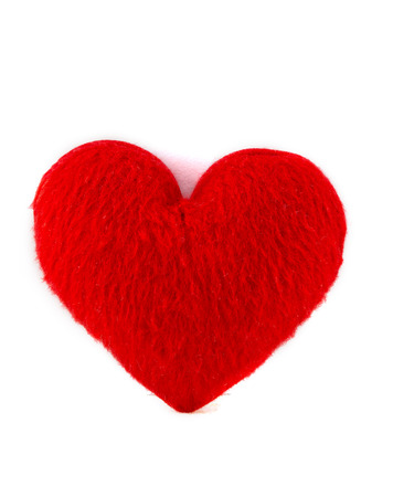 heart pillow on white backgroundの写真素材
